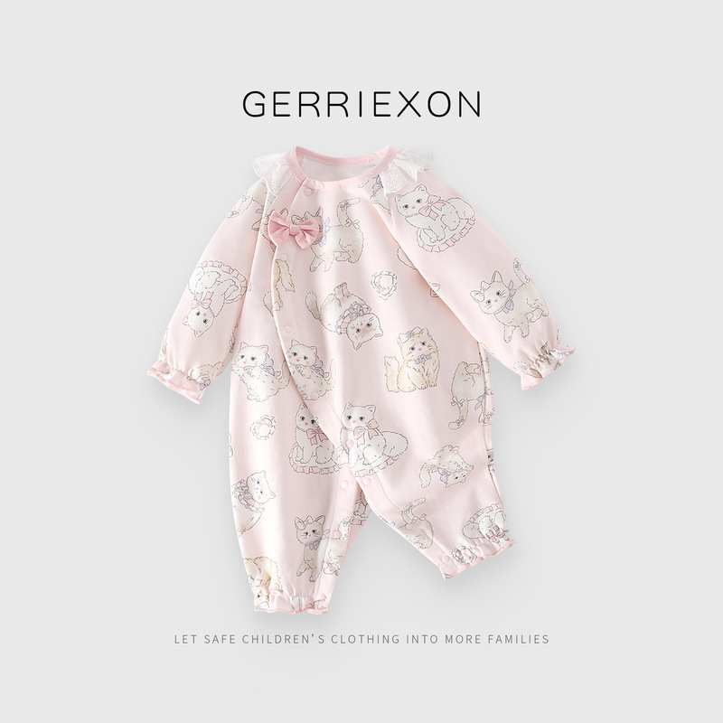 Children's Jumpsuit New Early Autumn Pure Cotton Long-Sleeved Baby Jumpsuit Girls Outing Clothes Infant Crawling Clothes