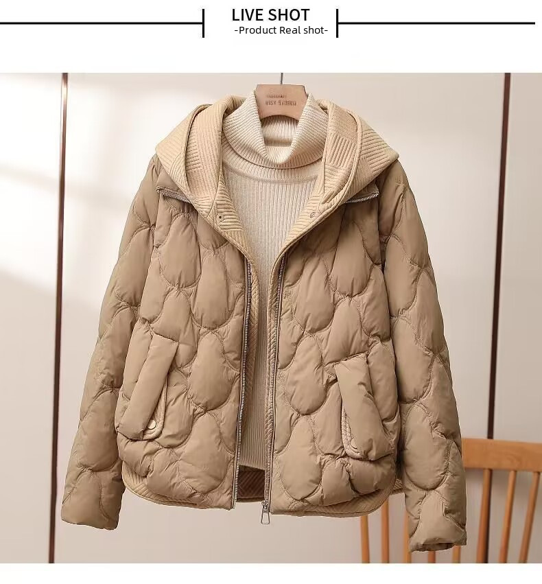 Abrigos de invierno con capucha de punto de dos piezas Ropa de algodón Ropa de invierno para mujer Nueva chaqueta de abrigo gruesa de pan coreano Maillard corto_voghion.com