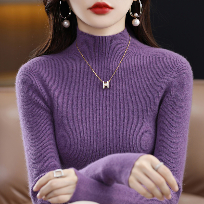 Woolen sexy solid color colored knitted keep warm sweater