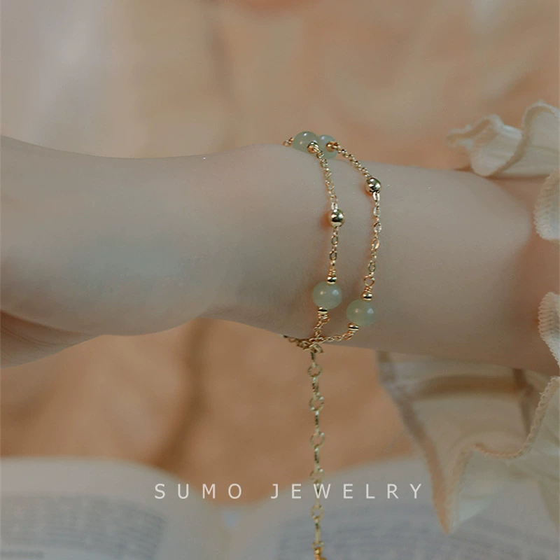 Small design universal chain, one bead bracelet, high-end, western style