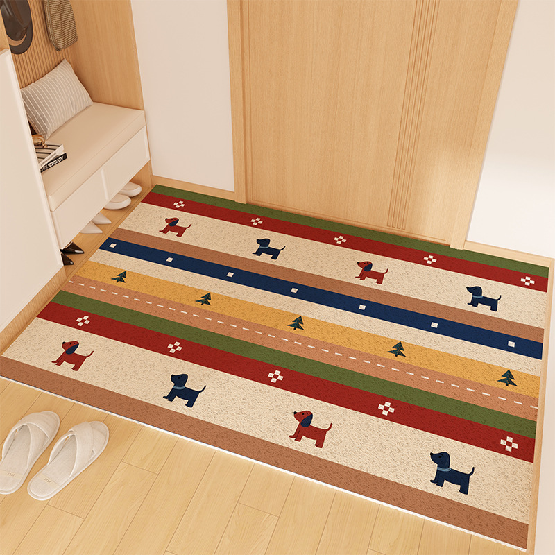 Cartoon Dopamine Entryway Doormat Silk Loop Foot Cuttable Entrance Shoe Changing Area Dust Removal Dirt Wiping Non-Slip_voghion.com