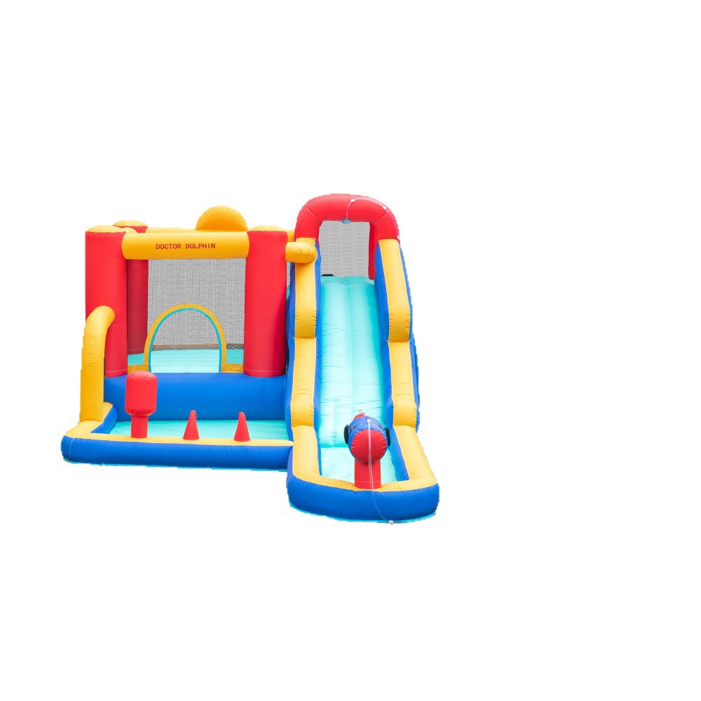 Dr. Dolphin | Casa para niños, castillo pequeño, tobogán inflable, parque infantil al aire libre, castillo de chorro de agua inflable, trampolín