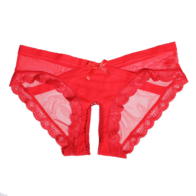 Estilo japonés transparente sexy encaje entrepierna abierta ropa interior tentación sexy de las mujeres cintura baja triángulo pantalones cortos más tamaño pareja estilo
