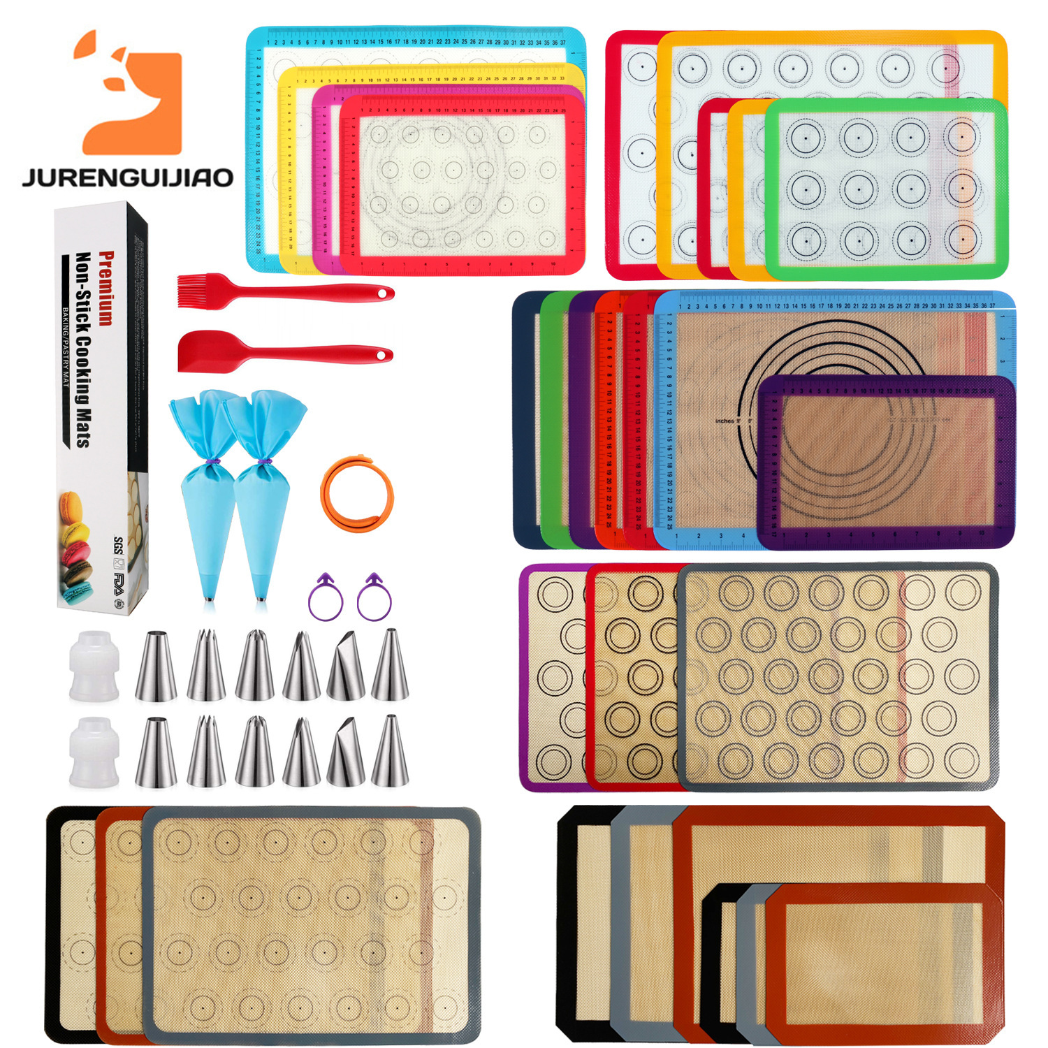 High-temperature resistant non-stick baking mat, food-grade, square baking glass fiber mat, silicone baking mat