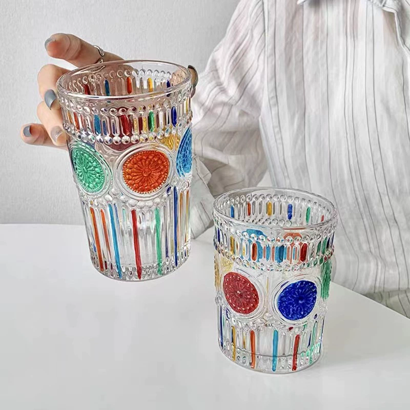 Painted summer rainbow water glass