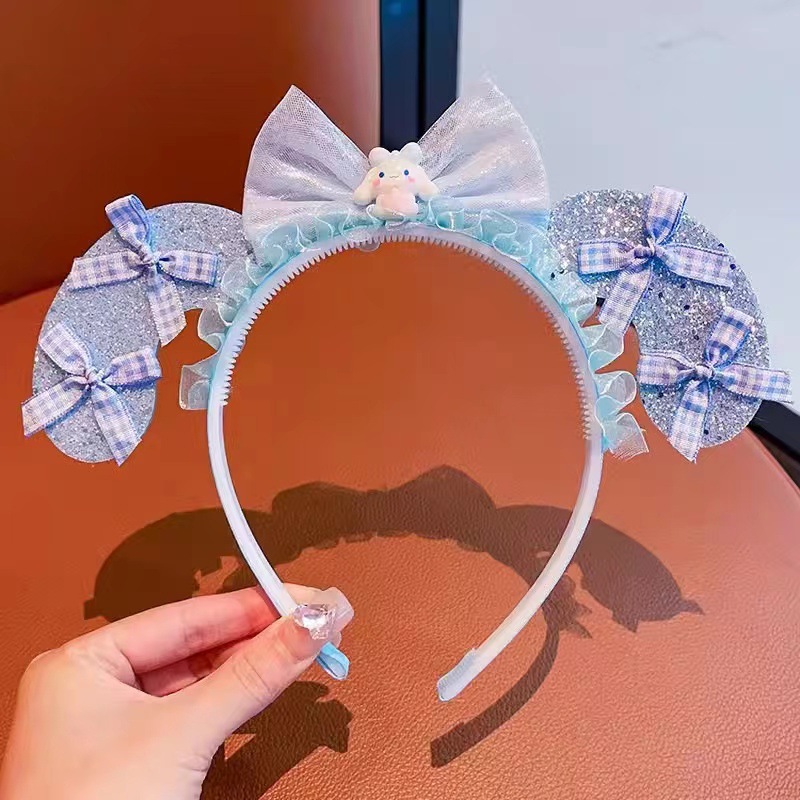 Niñas niñas lindas pelucas Sanrio trenzas prensas de cabello bandos de cabello princesa adornos de cabello de dibujos animados Koolomi arco de cabello bandos