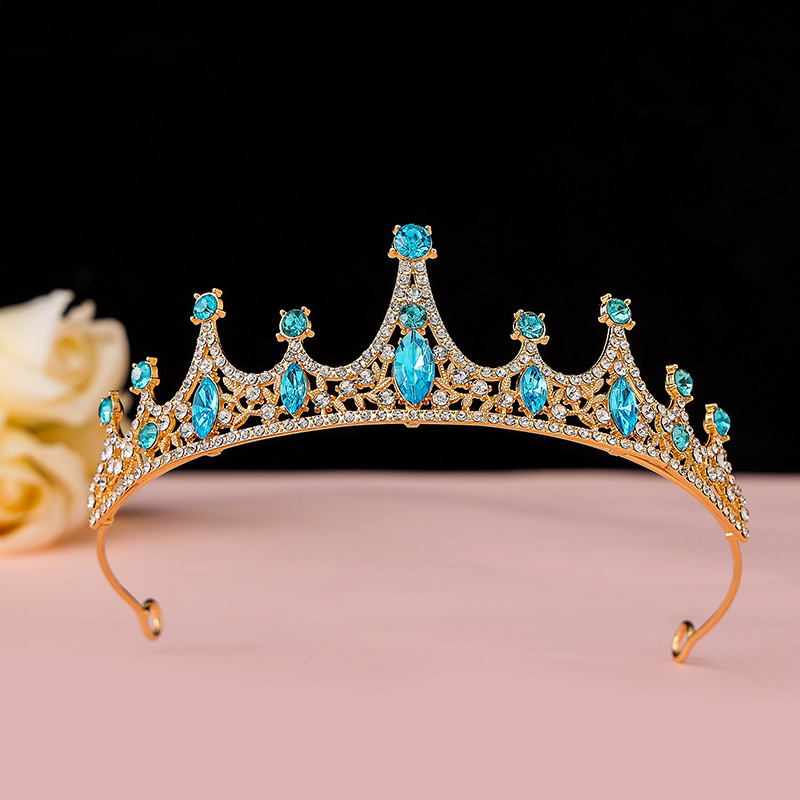 Online Rojo Negro Barroco corona tocado novia estilo coreano 18 años de edad, mujer adulta Ceremonia de cumpleaños princesa Corona al por mayor