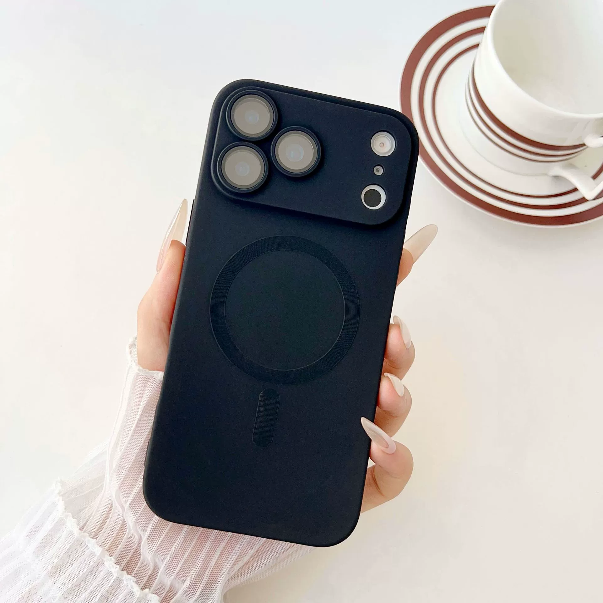 Phone Case (Apple iPhone 16 compatible) — Liquid Metal Paint, TPU with Magnetic Lens Film