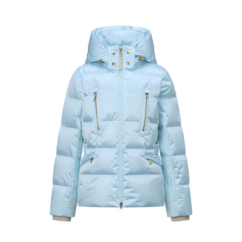 2025 Winter New Niche Pure Color Hooded Waterproof Ski Suit Slim Warm down Jacket Jacket for Women