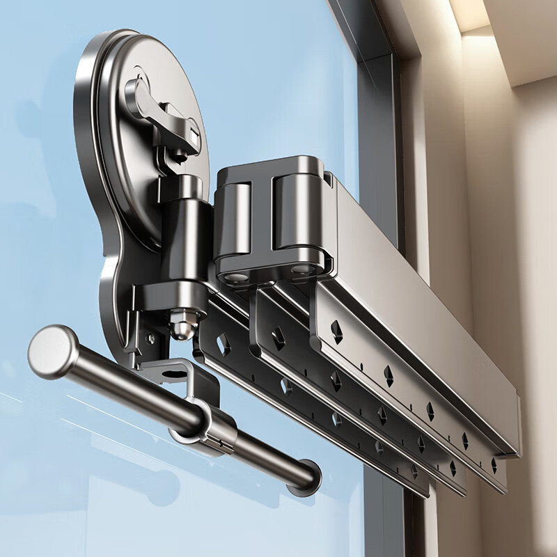 Suction Cup Folding Clothes Drying Rack for Balcony, Home Indoor Invisible Clothes Drying Rod, Telescopic, No-Drill, Quilt Drying Magic Tool