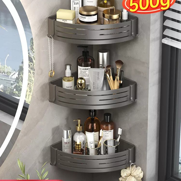 Pistola gris espacio de aluminio baño rack ponche-libre baño pared colgante triángulo cesta baño rack de una sola capa mayor