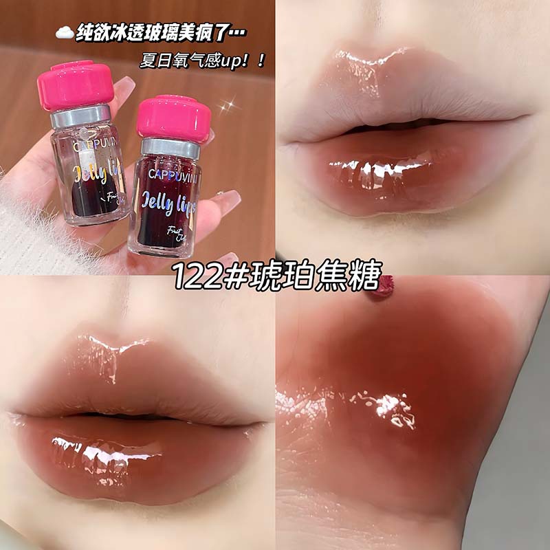 Capovini hongos esmalte labial transparente, espejo transparente de agua, blanqueamiento de cubierta de marca labial, maquillaje, lápiz labial transfronterizo