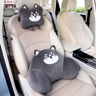 Car Lumbar Support Cushion for Waist support - slow-dog-1-headrest-1-lumbar-support