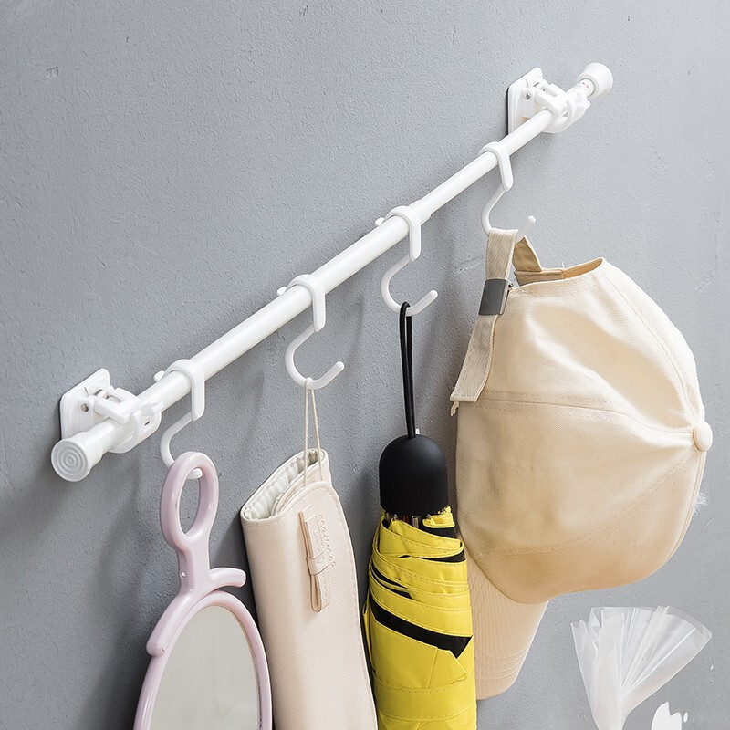 Multifunctional Curtain Telescopic Rod Punch-free Clothes-drying Support Rod Japanese-style Door Curtain Rod Kitchen Partition Rod Telescopic Shower Curtain Rod
