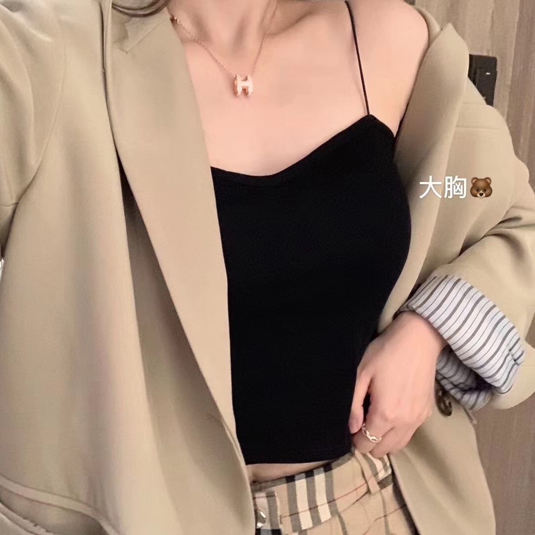 Pintura al óleo Hilo de niña de algodón belleza espalda pequeña camisola de mujer envuelta en el pecho tubo superior camisola sin costuras con almohadilla en el pecho Baita