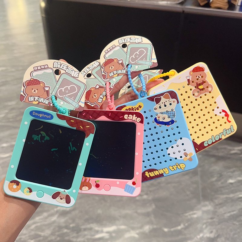 Mini New Cartoon Caramel Zoo Magnetic Graffiti Drawing Board Toy Keychain Female Cute School Bag Small Ornament