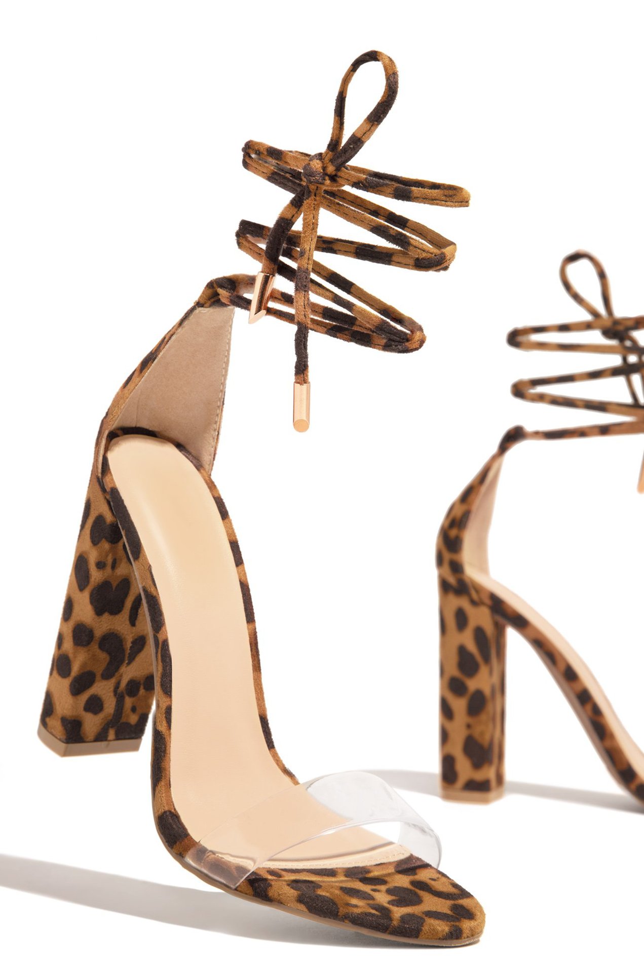 strappy one-word belt leopard print high heel sandals NSHYR124006