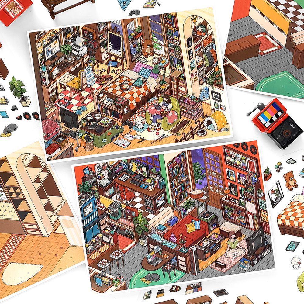 Infeel.Me Landscape Stickers My Little House Series 15 Fun Journal Decoration Scene DIY Stickers Cross-Border