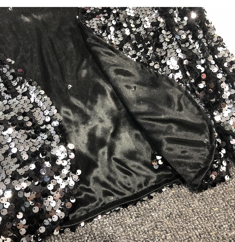 Streetwear Style Women's Coat Long Sleeve Blazers Sequins Streetwear Solid Color