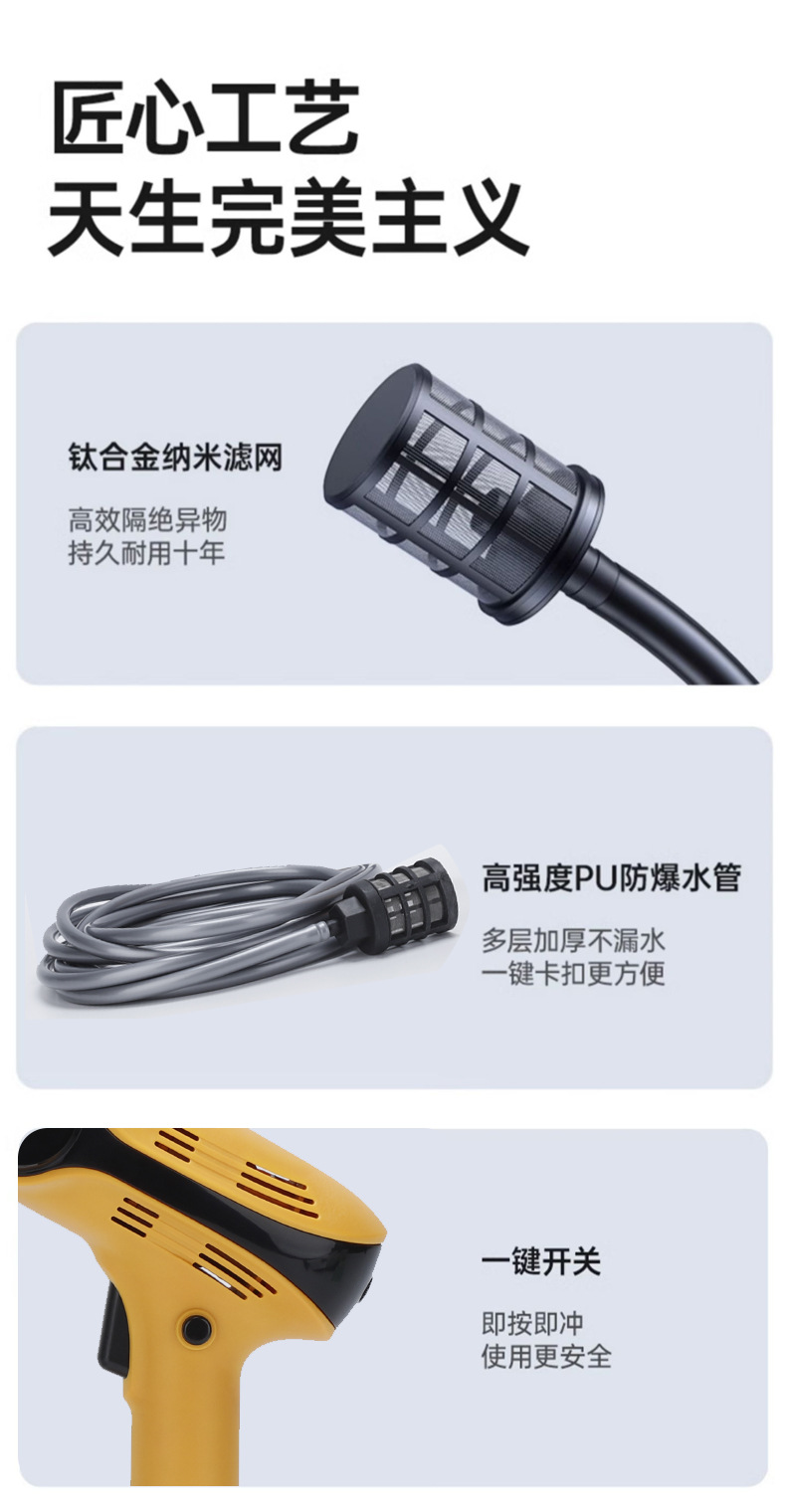 High-Pressure Lithium Battery Car Washer Set Portable Cordless Cleaning Tool