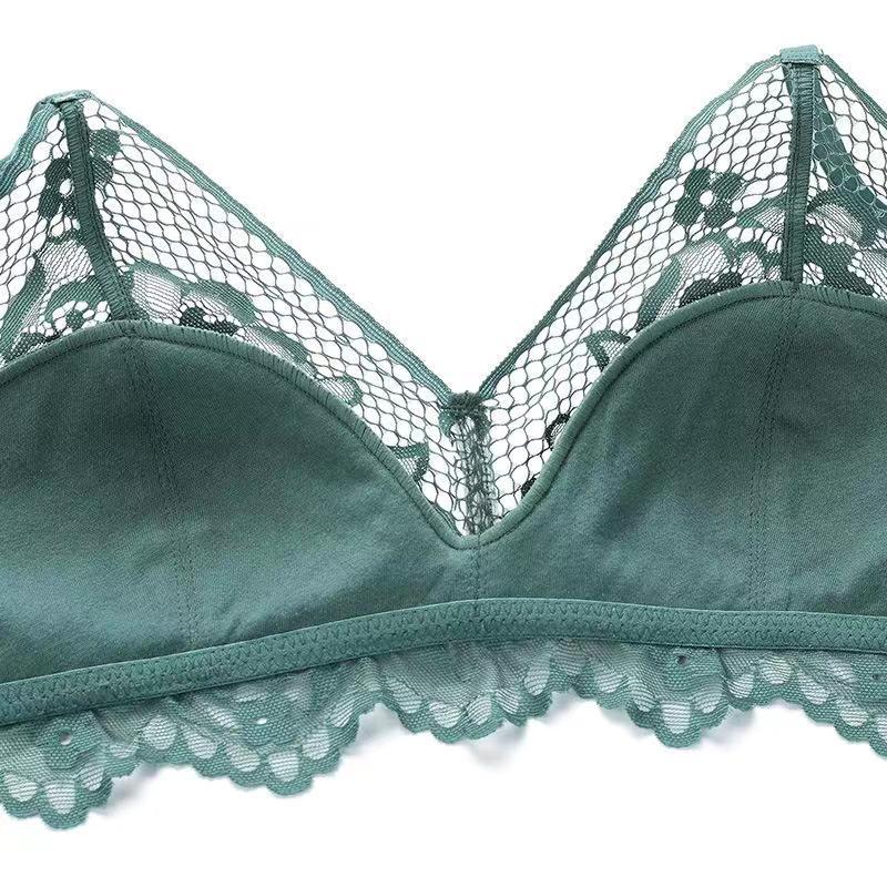 Sexy encaje de gama alta ropa interior francesa sin anillo de acero envuelto en el pecho pequeño sujetador transpirable ligero traje sujetador de mama