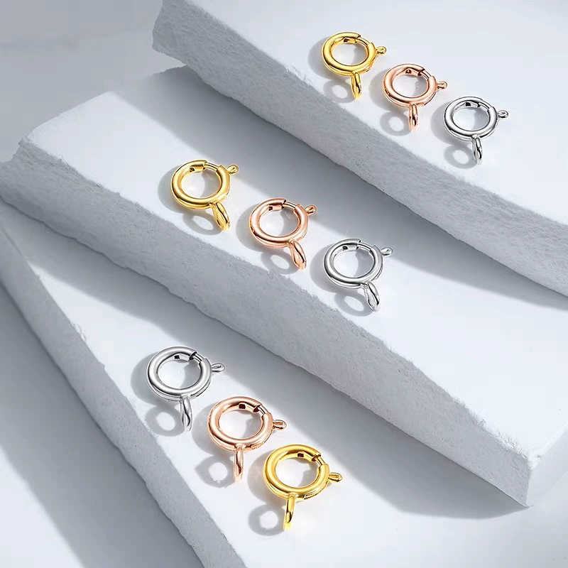 Застежка для ожерелья из золота 18к, пружинная застежка, цвет золота au750, аксессуары для самостоятельного изготовления ожерелий, тонкая застежка для ожерелья и браслета, соединительная застежка для шнура, головка золотой застежки