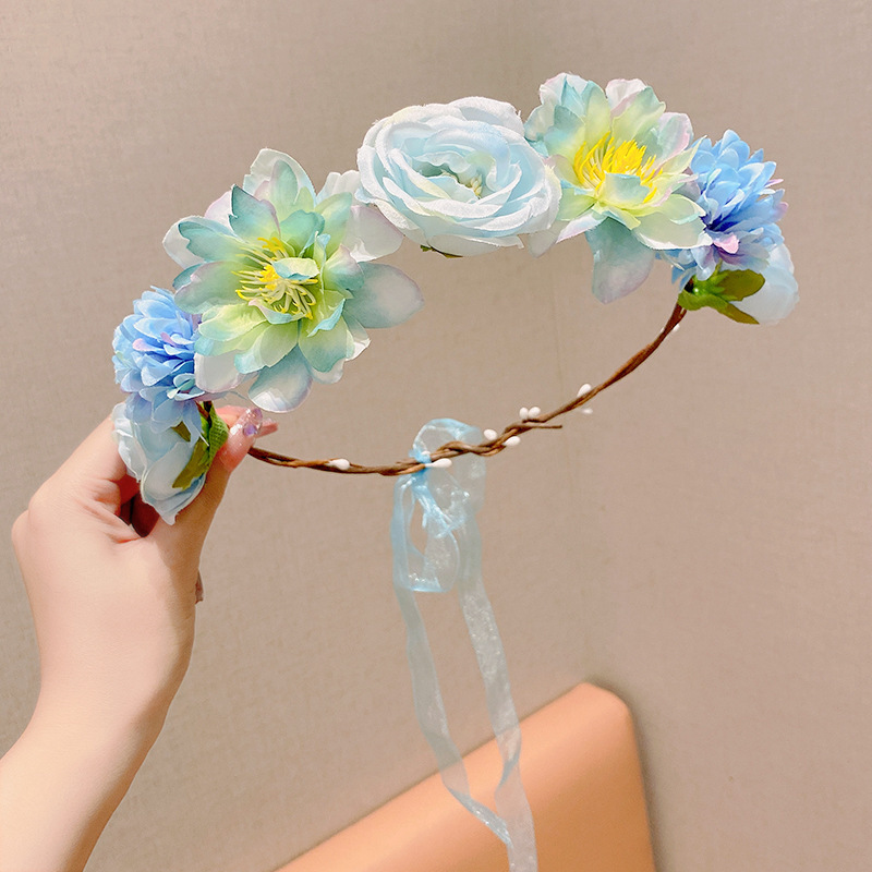 子供の頭飾りの花の子供の美しい花嫁の花輪の手の花の女の子のドレスは花の子供のアクセサリーの王女の頭の花を飾ります。|undefined