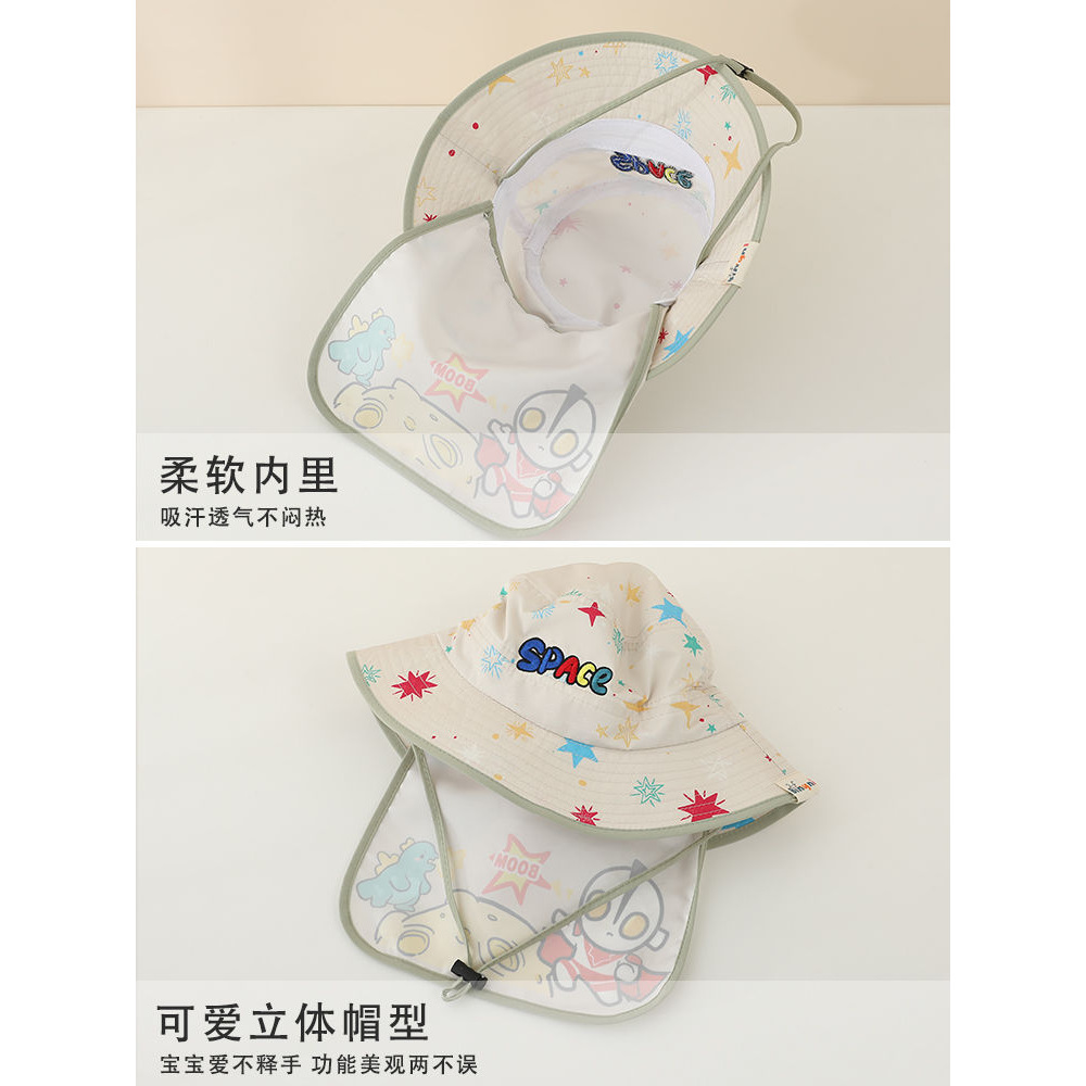 Sombrero Pescador Infantil con Protector de Cuello Poliéster Protección solar para Playa image 4