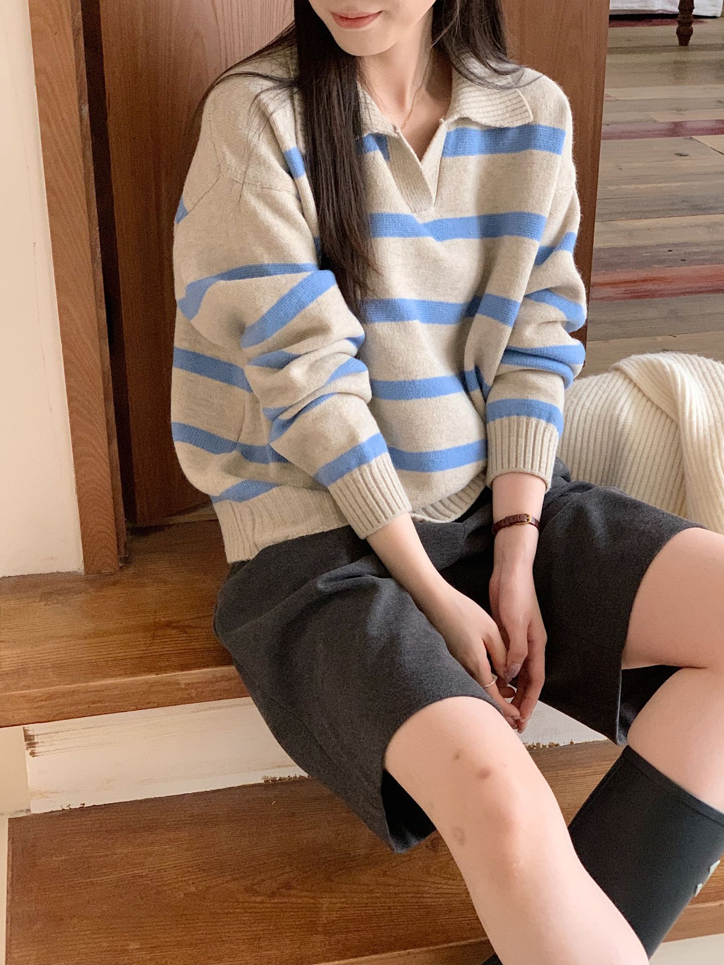 24 invierno Puyuan otoño y invierno 2024 nuevo estilo relajado con solapa casual vello de punto perezoso