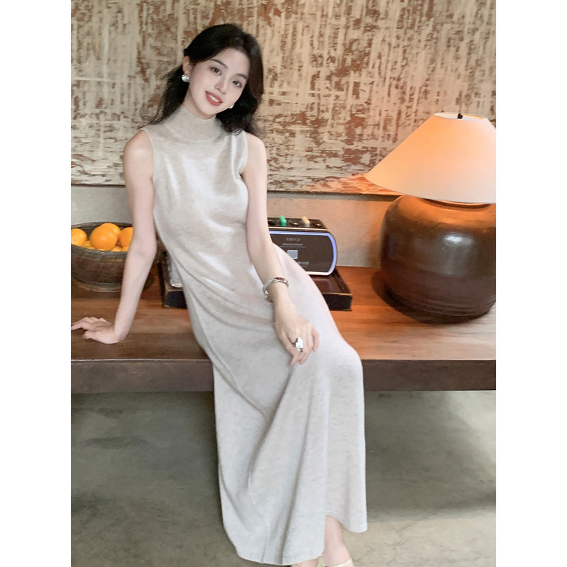 SYT 优雅气质高品质羊毛套装裙女绑带针织开衫修身显瘦无袖连衣裙|undefined