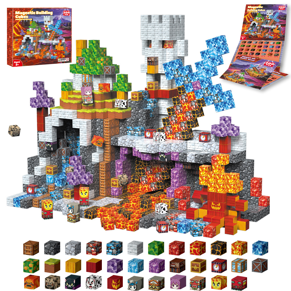 Nuevos productos explosivos de Amazon, bloques de construcción para niños, bloques de construcción de bloques magnéticos en 3D, juguetes transfronterizos de Navidad, bricolaje