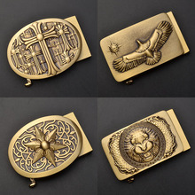 男士实心黄铜有牙自动扣皮带扣卡子卡槽扣青年高档裤带头皮带配件