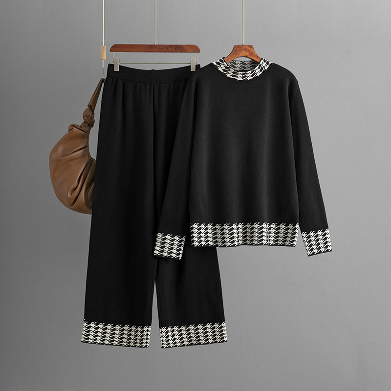 Casual Outdoor Daily Women's Temperament Commuter Commute Style Houndstooth Mercerized Cotton Cotton Leisure Suit Pants Sets display picture 3