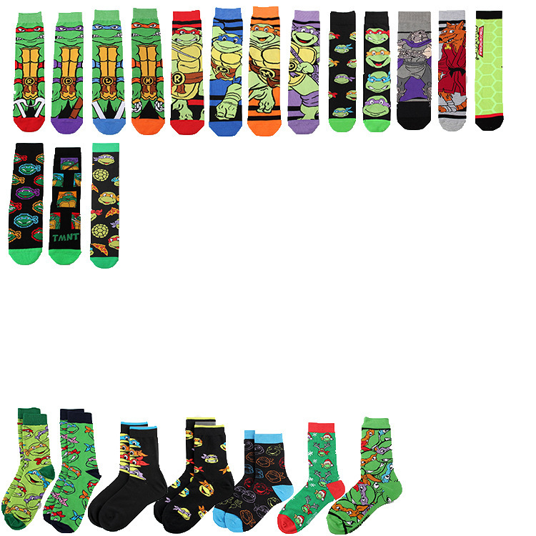 Cartoon Animation Teenage Mutant Ninja Turtles Casual Sports Jacquard Four Seasons Female Youth Couple Mid-length Socks Men's Fashionable Socks