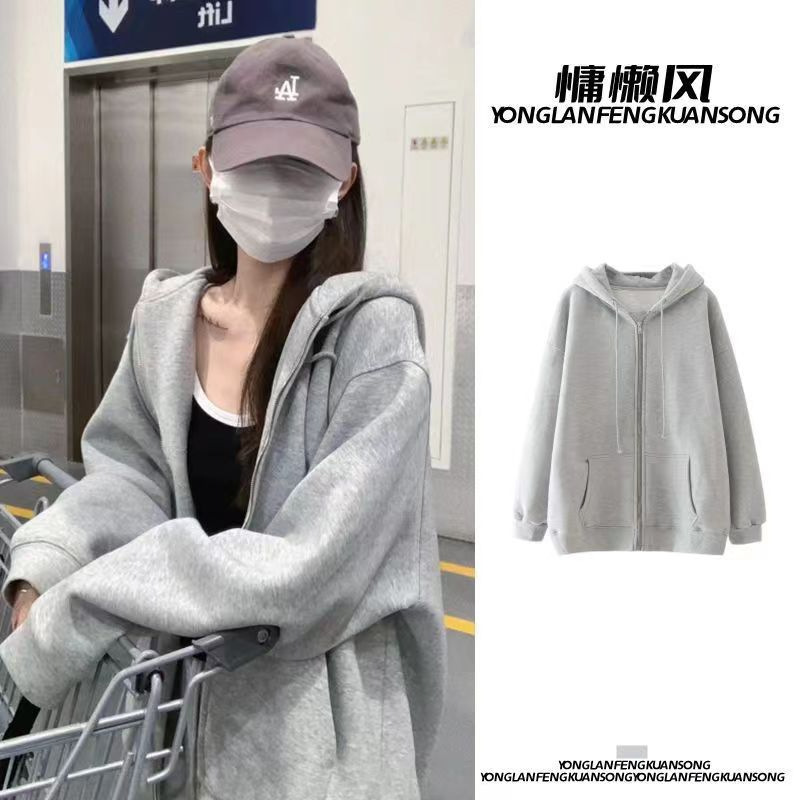 Early Autumn Sweatshirt Jacket for Women 2026 Spring and Autumn New Style Hooded Loose Casual Cardigan Thin Sports Fleece Top