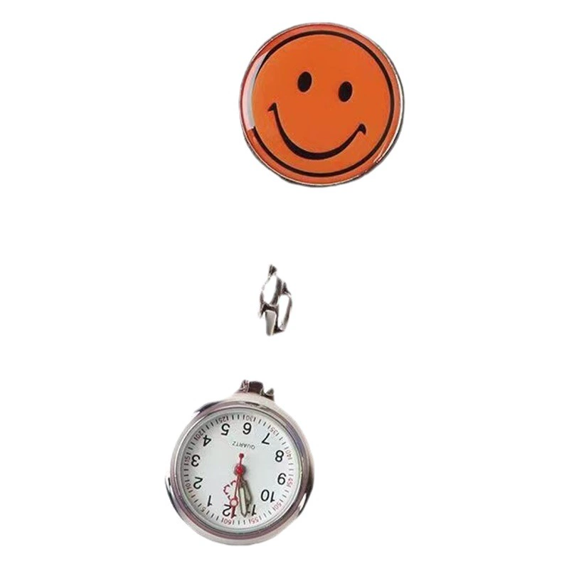 Популярные круглые часы медсестры со смайликом модные милые девушки креативный зажим нагрудные карманные часы Простой студенческий экзамен настенные часы