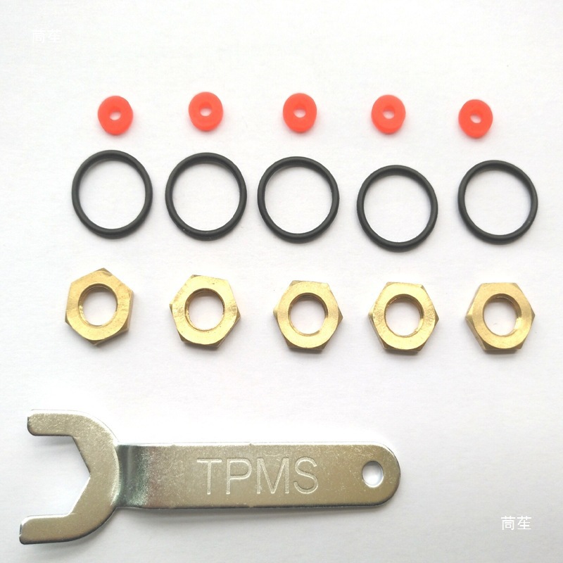 Tire pressure monitoring external sensor sealing ring accessories, sealing washer, wrench tool, anti-lock nut, housing, others