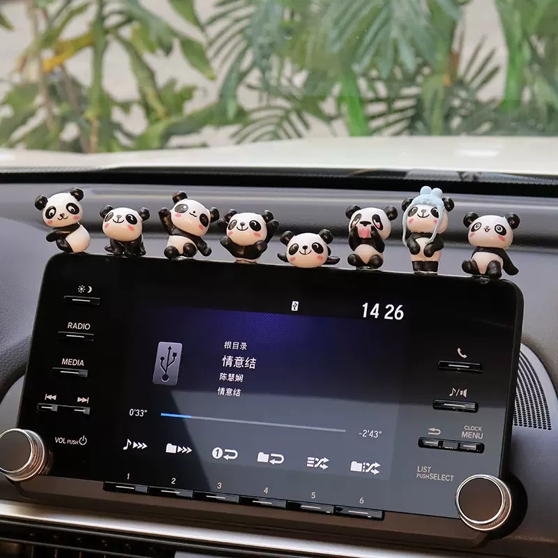 Screen navigation decorative creative center console cute panda high-end car interior decoration supplies car ornament
