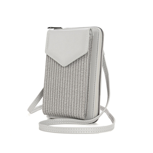  new woven women's mobile phone bag multi-functional shoulder crossbody bag cross-border foreign trade long multi-card slot wallet