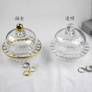 Swallow nest glass swallow nest bowl Amber smoky gray painted gold dessert bowl with lid ins afternoon tea storage box with lid