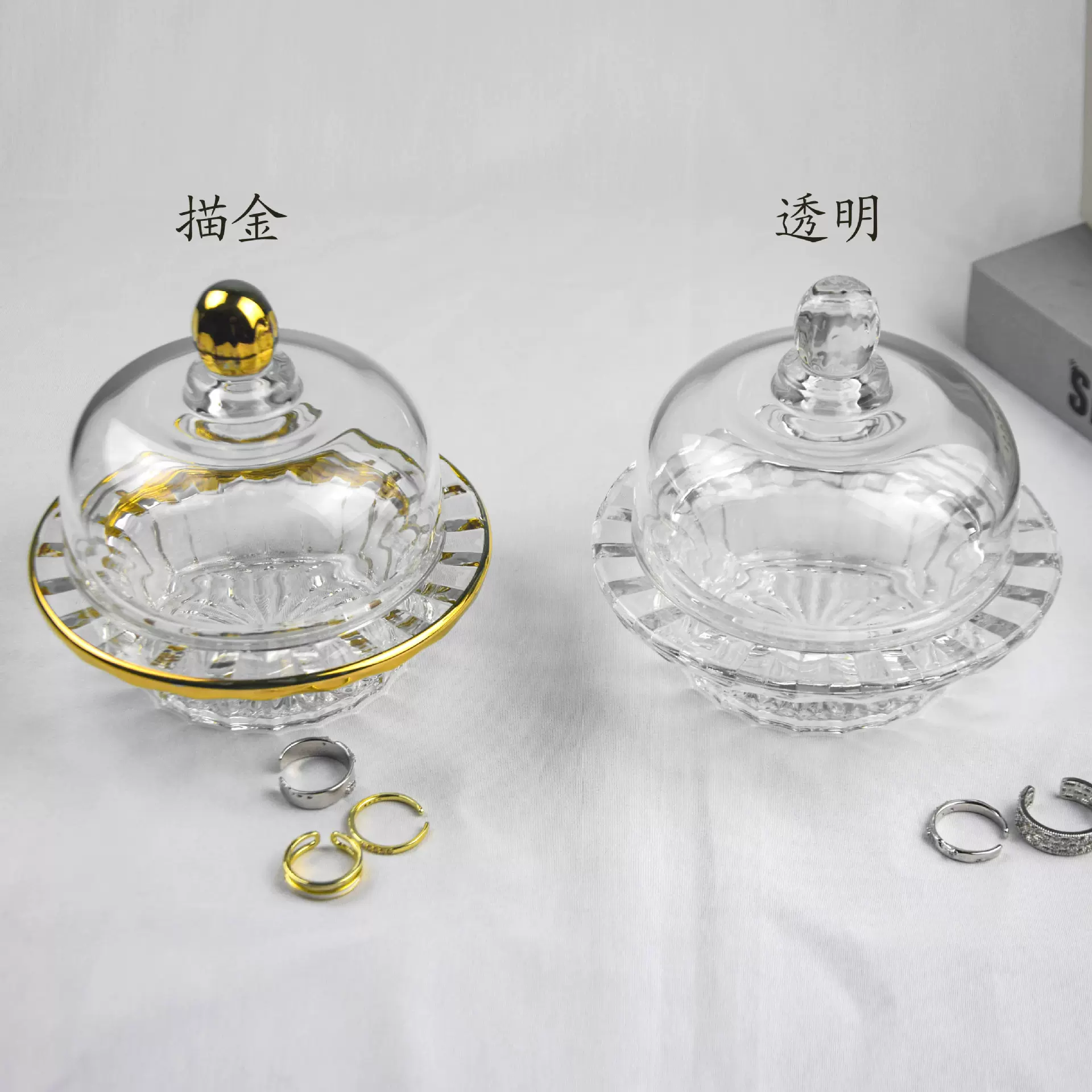 燕窝盅玻璃燕窝碗琥珀烟灰描金带盖甜品碗ins下午茶带盖收纳盒子
