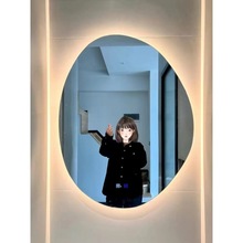 智能浴室镜触摸屏不规则镜子化妆镜贴墙卫浴镜洗手台卫生间镜带灯
