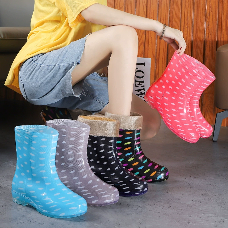 Желейные Модные женские резиновые сапоги с короткими трубками оптом резиновые сапоги на флисовой подкладке, тонкая дышащая Водная обувь, летняя непромокаемая нескользящая обувь
