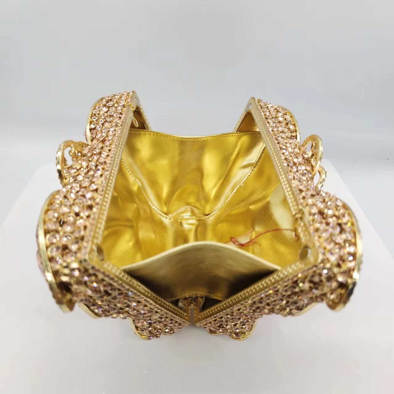 Túi clutch dạ tiệc đính kim cương bướm phong cách mới — Màu xanh lá, Màu đen, Màu bạc, Bạc AB chi tiết 11