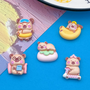 Cartoon Play Capibala Capybara Hairpin Refrigerator Sticker DIY Cream Glue Material Shoe Buckle Resin Accessories Patch