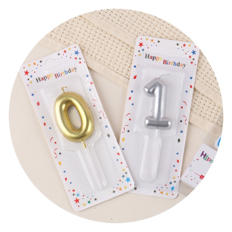 Vela digital plateada oro de la decoración digital de la torta de cumpleaños de la vela 0-9