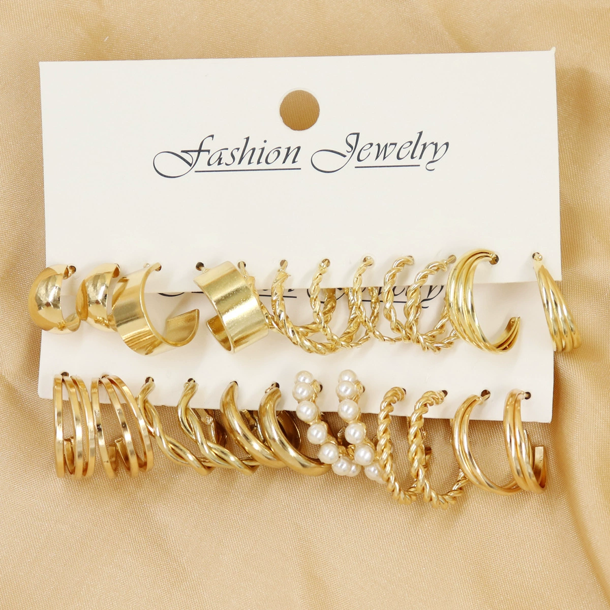 Metal Earrings Set, Retro Creative Design with Pigtail Hooks, Simple Elegant, Assorted Colors