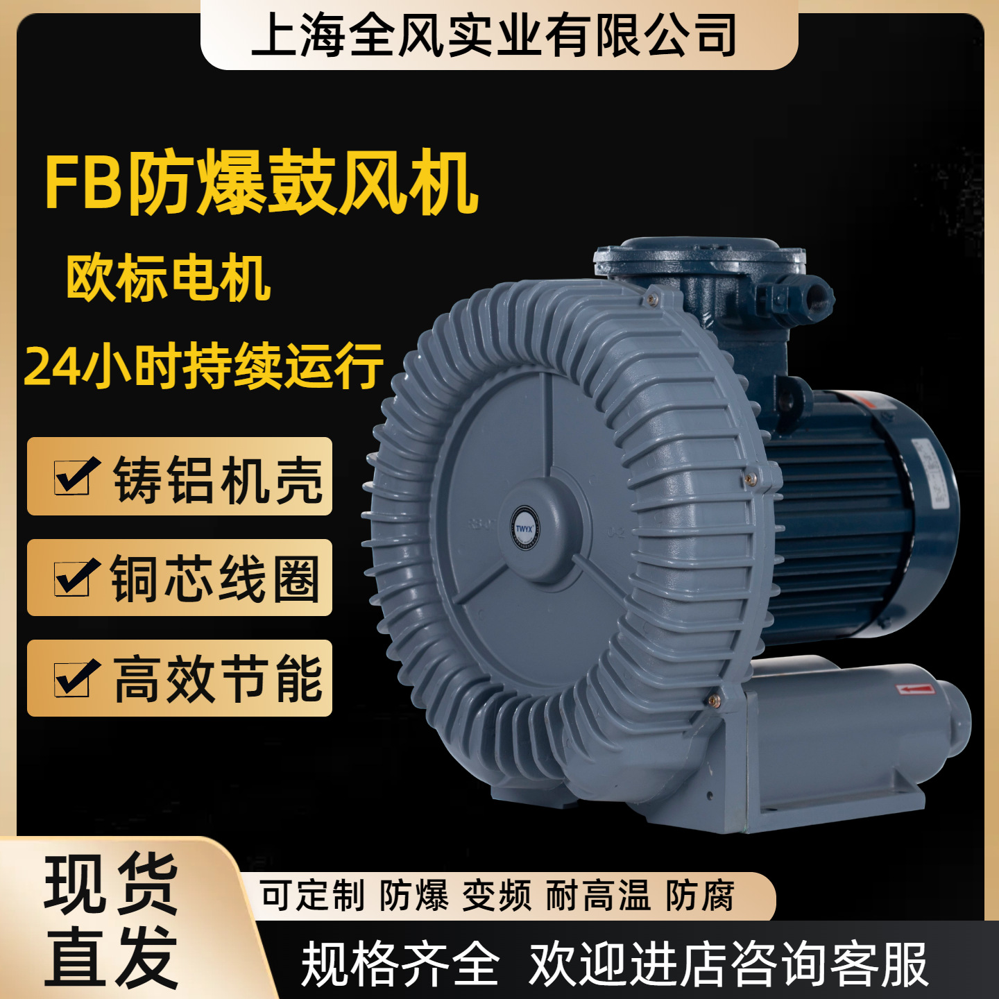 FB-2粉尘防爆高压风机2.2KW变频隔爆旋涡鼓风机CT4BT4真空式风泵