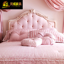 欧式儿童床法式时尚软包双人床美式公主床粉色靠背女孩床新古典床