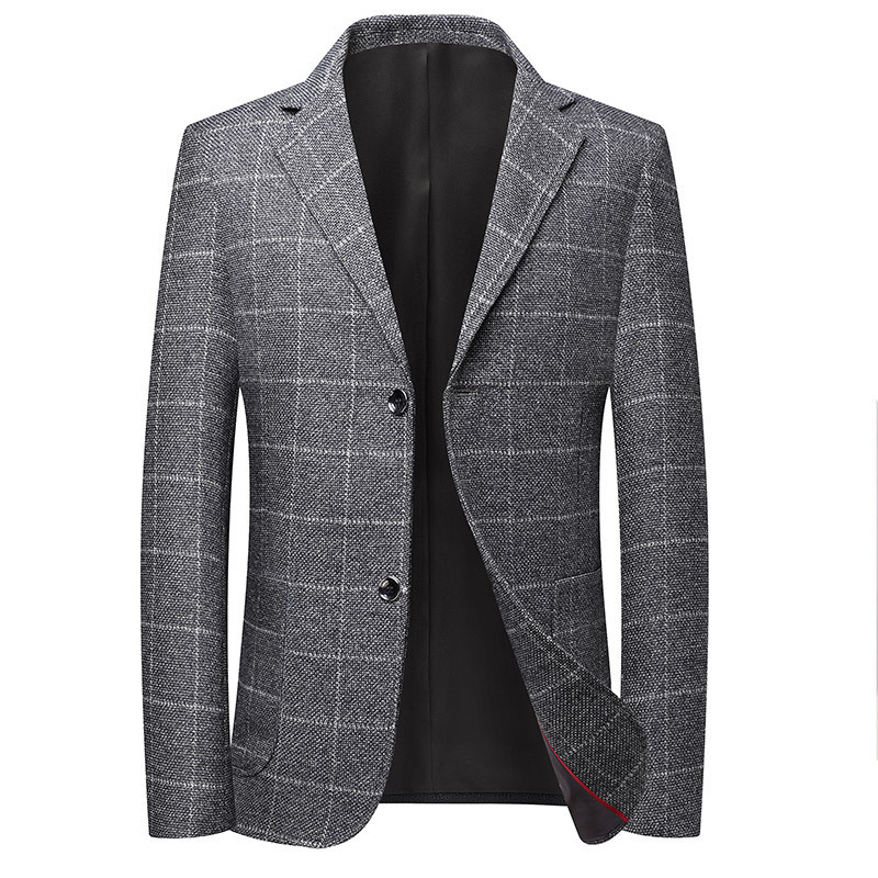 Men's No-Iron Plaid Suit 2025 Autum New Men's Middle-Aged Business Casual Simple and Comfortable Suit Jacket